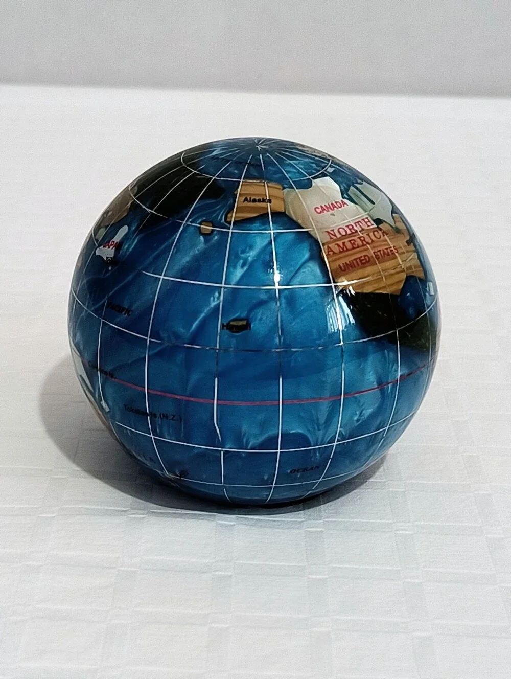 Semi Precious Gemstone World Globe Paperweight